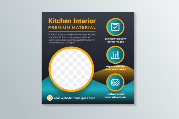 Kitchen Interior Square Banner for Premium Home Marketing